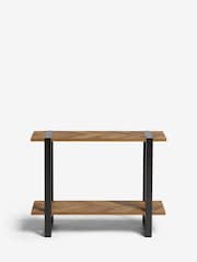 Dark Bronx Chevron Oak Effect Side Table - Image 5 of 7