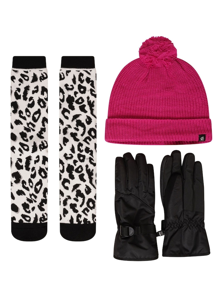 Pink Dare 2b x Next Girls Ski Gloves, Hat And Socks Set - Image 1 of 2
