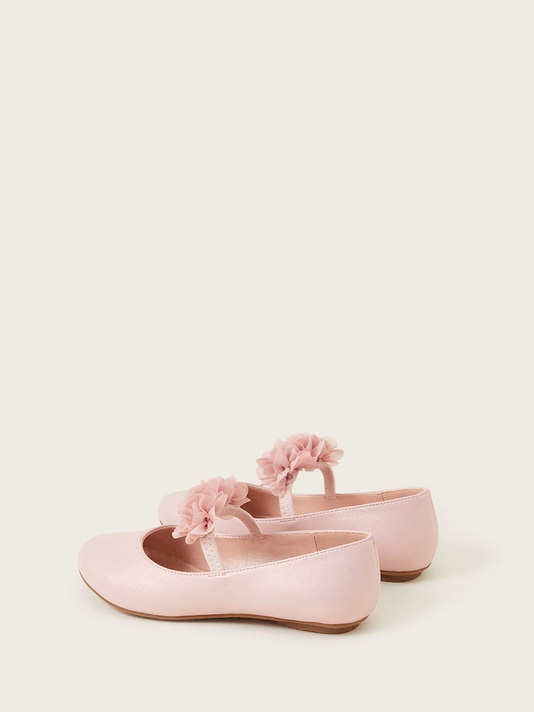 Monsoon Pink Shimmer Corsage Ballerina Flats - Image 2 of 2