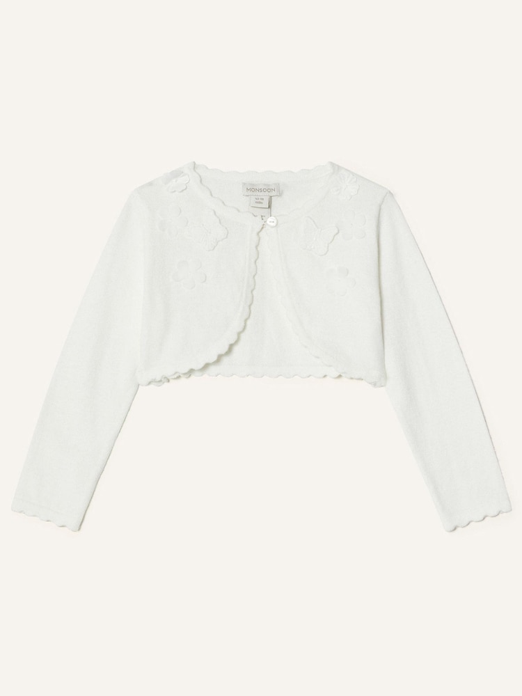 Monsoon Cream Baby 100% Cotton 3D Petal Cardigan - Image 1 of 3