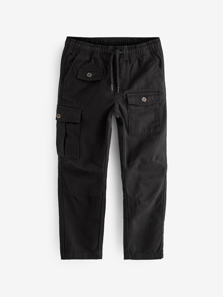 Black 100% Cotton Cargo Trousers (3-16yrs) - Image 1 of 3