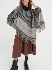 FatFace Black Tweed Poncho - Image 1 of 4