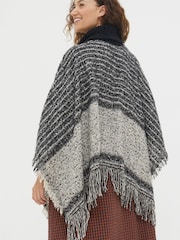 FatFace Black Tweed Poncho - Image 2 of 4