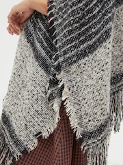 FatFace Black Tweed Poncho - Image 3 of 4