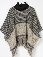 FatFace Black Tweed Poncho - Image 4 of 4