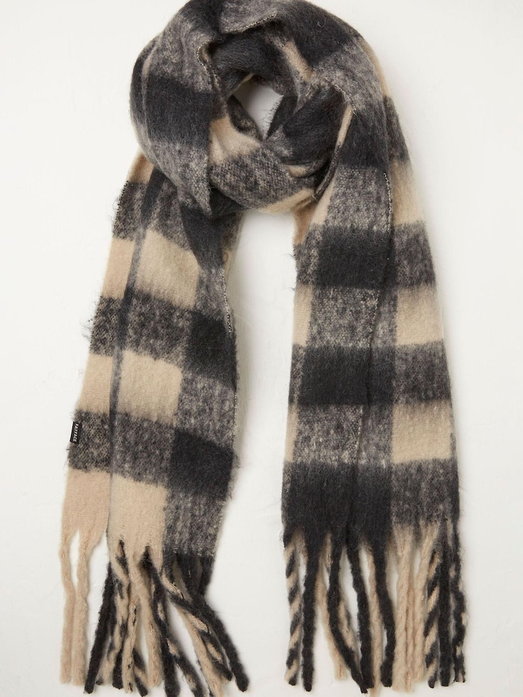FatFace Black Bonnie Check Scarf - Image 1 of 2