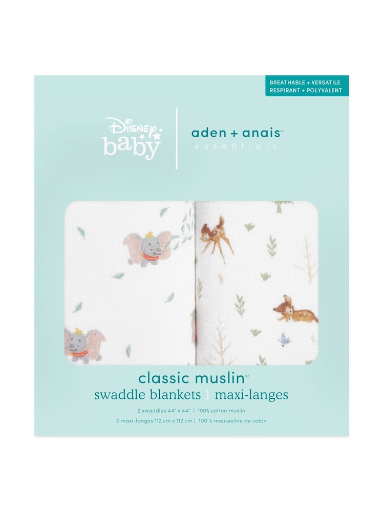 aden + anais Animal Essentials 100% Cotton Muslin Blanket + Friends Bambi Forest - Image 4 of 4