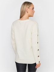 Long Tall Sally Cream Button Sleeve Jumper - Image 2 of 4