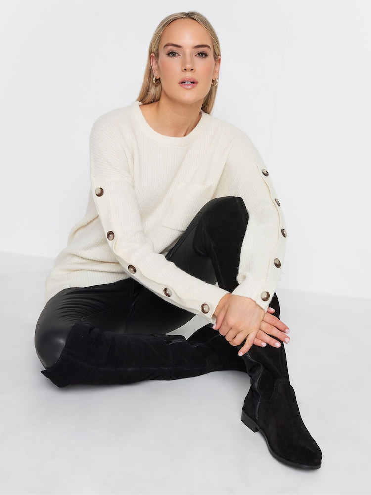Creme - Long Tall Sally Pullover mit geknöpften Ärmeln - Bild 4 von 4 Creme - Long Tall Sally Pullover mit geknöpften Ärmeln - Bild 4 von 4