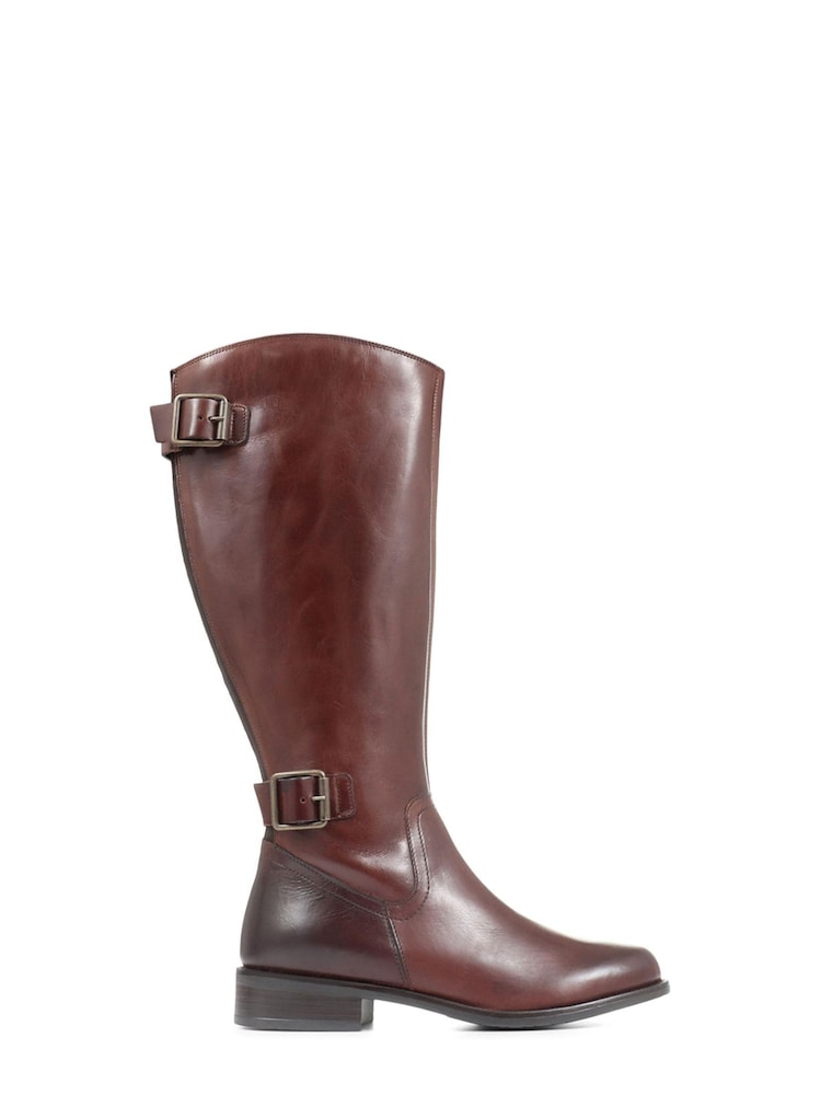 Jones Bootmaker Carrara Wide Calf Fit Brown Leather Boots - Image 1 of 5