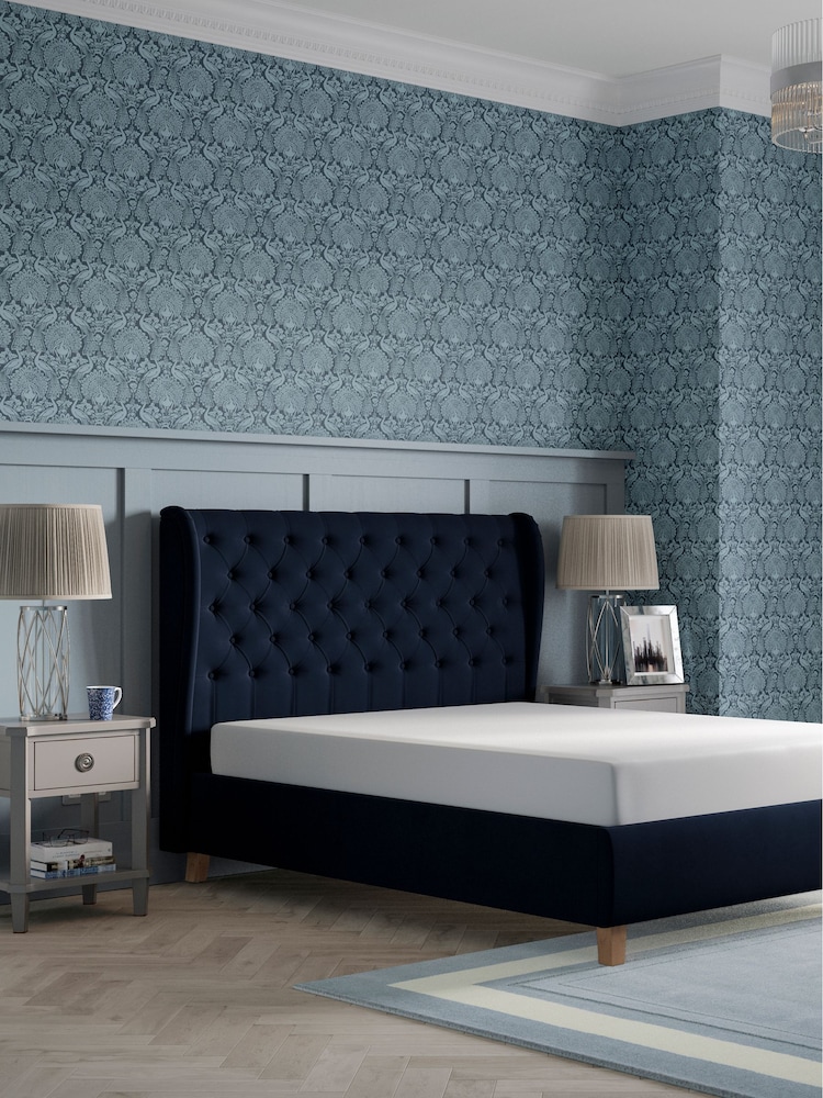 Laura Ashley Annaly Velvet Midnight Navy Chatsworth Bed Upholstered - Image 2 of 6