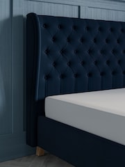 Laura Ashley Annaly Velvet Midnight Navy Chatsworth Bed Upholstered - Image 3 of 6