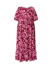 Yours Curve Pink Tiered Smock Maxi Dress - Image 5 of 5