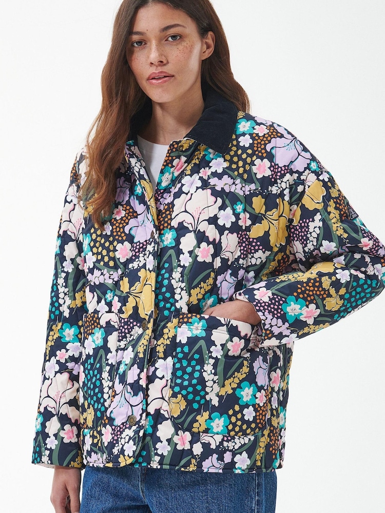 Barbour® Navy Delphinium Printed Quilt Jacket - Image 1 of 7
