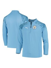 Puma Light Blue Manchester City 1/4 Zip Kids Training Top - Image 1 of 3