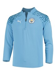 Puma Light Blue Manchester City 1/4 Zip Kids Training Top - Image 2 of 3