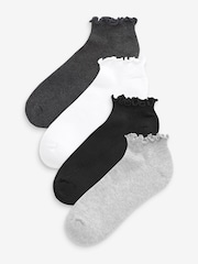 Monochrome Frill Top Cushion Sole Trainer Socks 4 Pack - Image 1 of 7