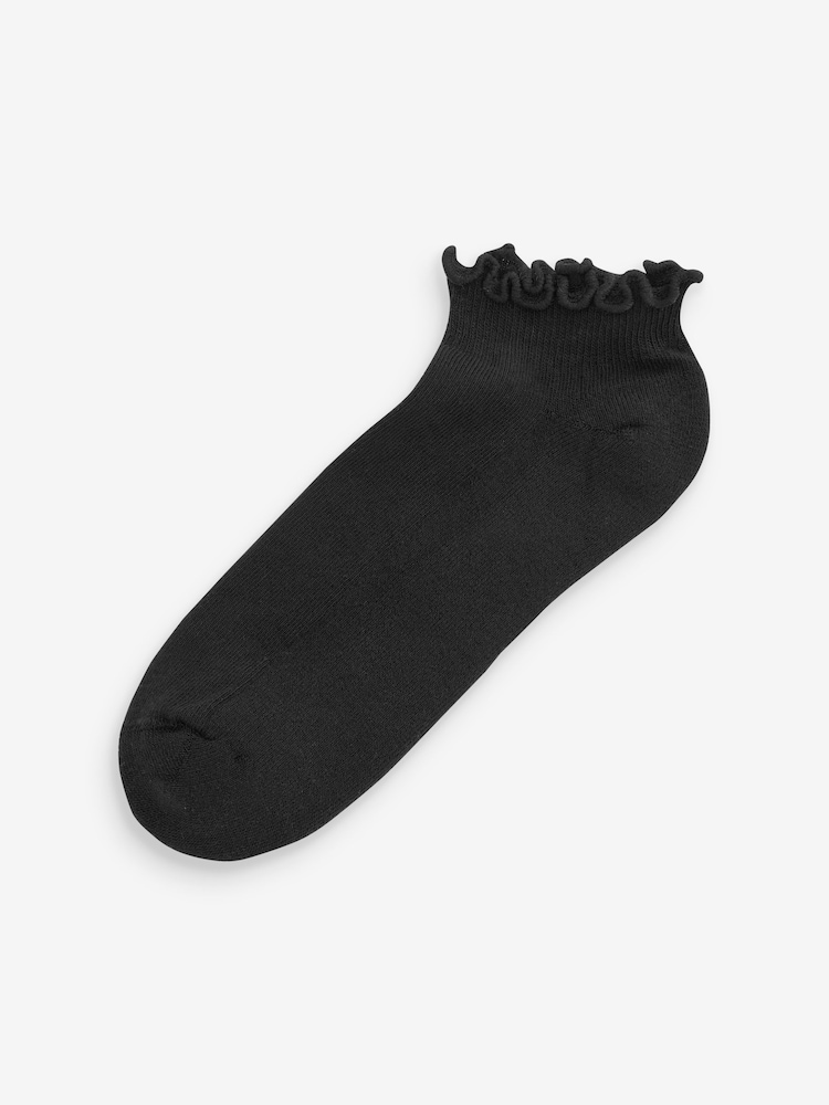 Monochrome Frill Top Cushion Sole Trainer Socks 4 Pack - Image 4 of 7