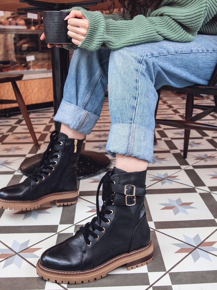 Jones Bootmaker Simonetta Biker Black Boots - Image 1 of 6