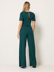 Long Tall Sally Green Scuba Belted Jumpsuit - Image 3 of 5