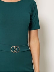 Long Tall Sally Green Scuba Belted Jumpsuit - Image 4 of 5