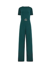Long Tall Sally Green Scuba Belted Jumpsuit - Image 5 of 5
