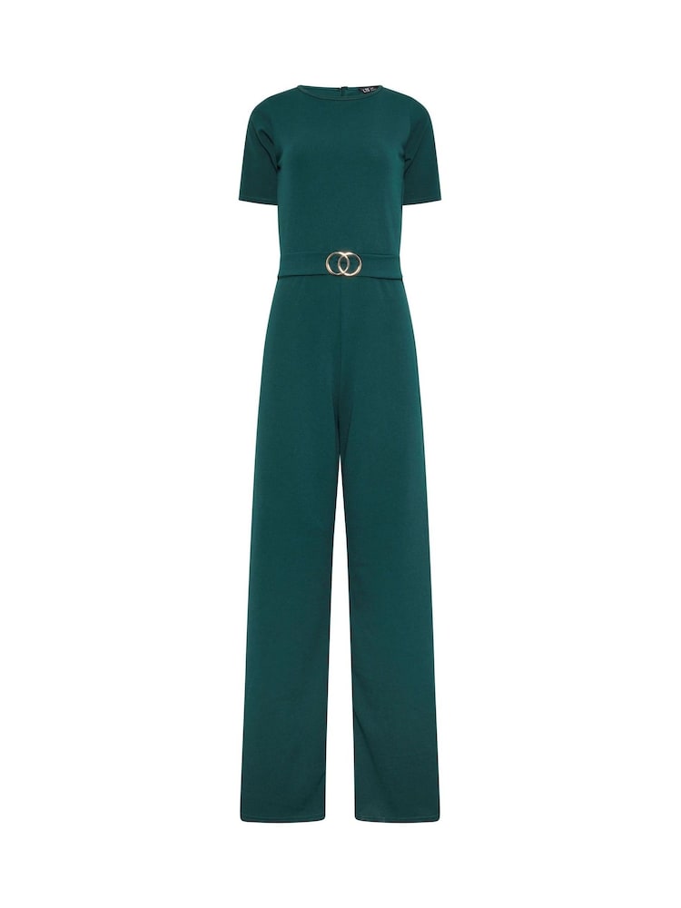 Long Tall Sally Green Scuba Belted Jumpsuit - Image 5 of 5