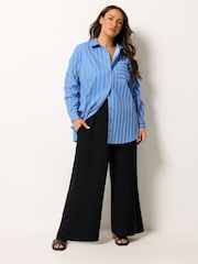 Yours Curve Blue Stock Stripe Shirt - Image 1 of 5