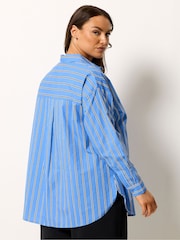 Yours Curve Blue Stock Stripe Shirt - Image 3 of 5