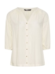Yours Curve Cream Chambray 3/4 Sleeve Blouse - Image 5 of 5