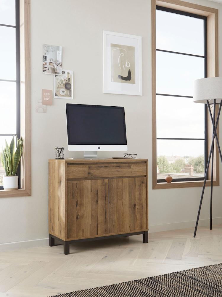 Dark Natural Bronx Oak Effect Sideboard Desk - Image 2 of 10