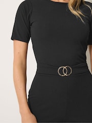 Long Tall Sally Black Scuba Belted Jumpsuit - Image 4 of 5