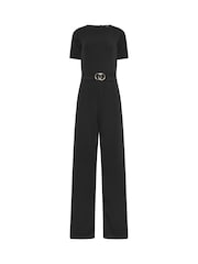 Long Tall Sally Black Scuba Belted Jumpsuit - Image 5 of 5