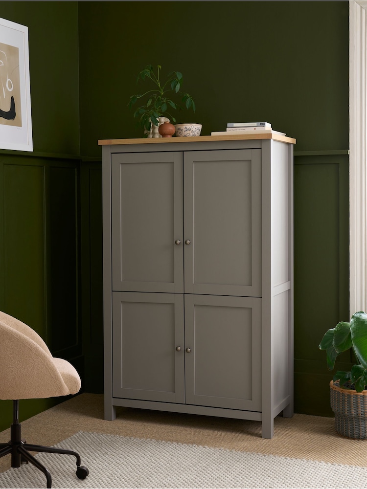 Dove Grey Malvern Oak Effect Small Hideaway Desk - Image 1 of 9