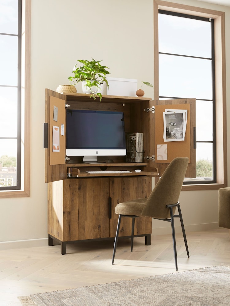 Dark Natural Bronx Oak Effect Compact Hideaway Desk - Image 1 of 6