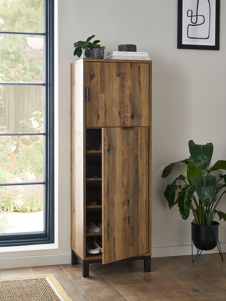 Dark Natural Bronx Oak Effect Shoe Storage Cabinet - Image 2 of 7