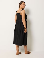 Yours Curve Black V Waist Tie Strappy Dress - Image 3 of 4