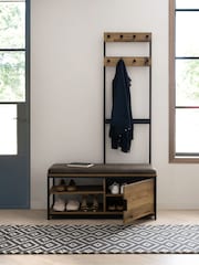 Dark Natural Bronx Bronx Oak Effect Storage Bench and Coat Stand - Image 1 of 8