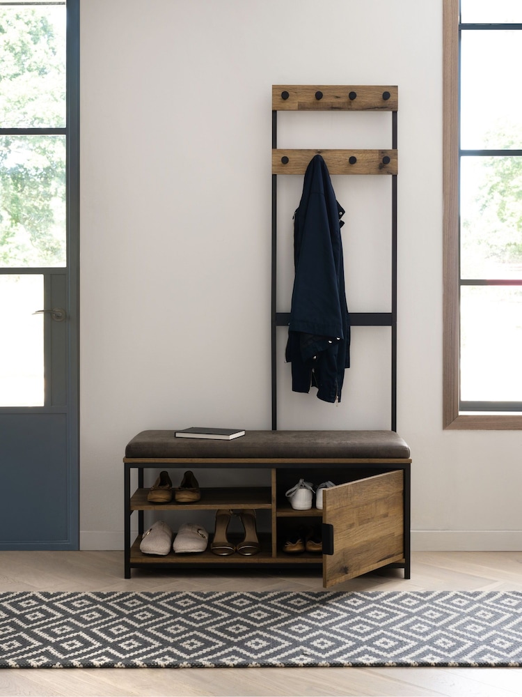 Dark Natural Bronx Bronx Oak Effect Storage Bench and Coat Stand - Image 1 of 8
