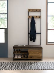 Dark Natural Bronx Bronx Oak Effect Storage Bench and Coat Stand - Image 2 of 8