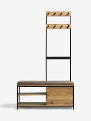 Dark Natural Bronx Bronx Oak Effect Storage Bench and Coat Stand - Image 3 of 8