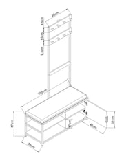 Dark Natural Bronx Bronx Oak Effect Storage Bench and Coat Stand - Image 4 of 8