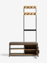 Dark Natural Bronx Bronx Oak Effect Storage Bench and Coat Stand - Image 5 of 8
