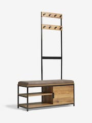 Dark Natural Bronx Bronx Oak Effect Storage Bench and Coat Stand - Image 6 of 8