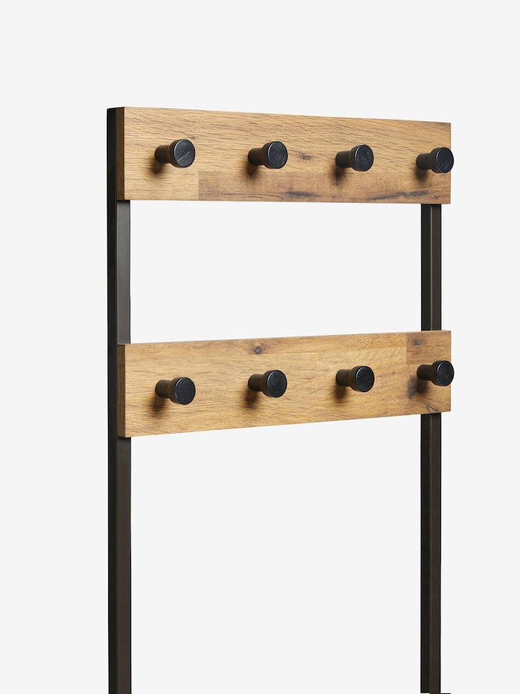 Dark Natural Bronx Bronx Oak Effect Storage Bench and Coat Stand - Image 8 of 8