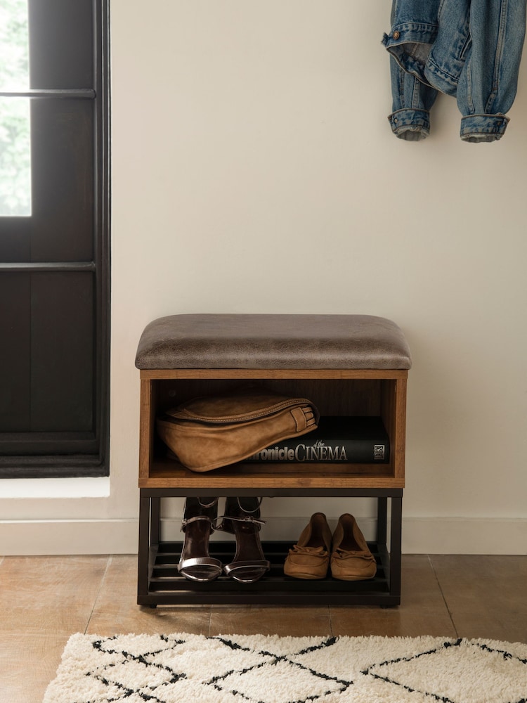 Dark Natural Bronx Oak Effect Hall Storage Stool - Image 1 of 5