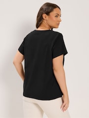 Yours Curve Black Premium Interlock T-Shirt - Image 3 of 5