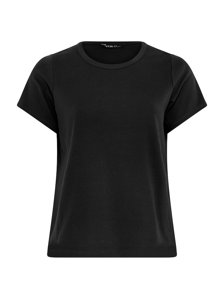 Yours Curve Black Premium Interlock T-Shirt - Image 5 of 5 Yours Curve Black Premium Interlock T-Shirt - Image 5 of 5