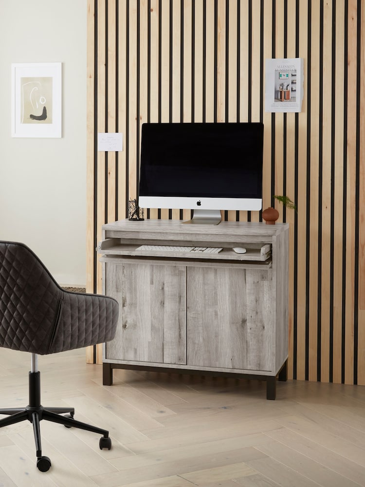 Grey Bronx Oak Effect Sideboard Desk - Image 2 of 11