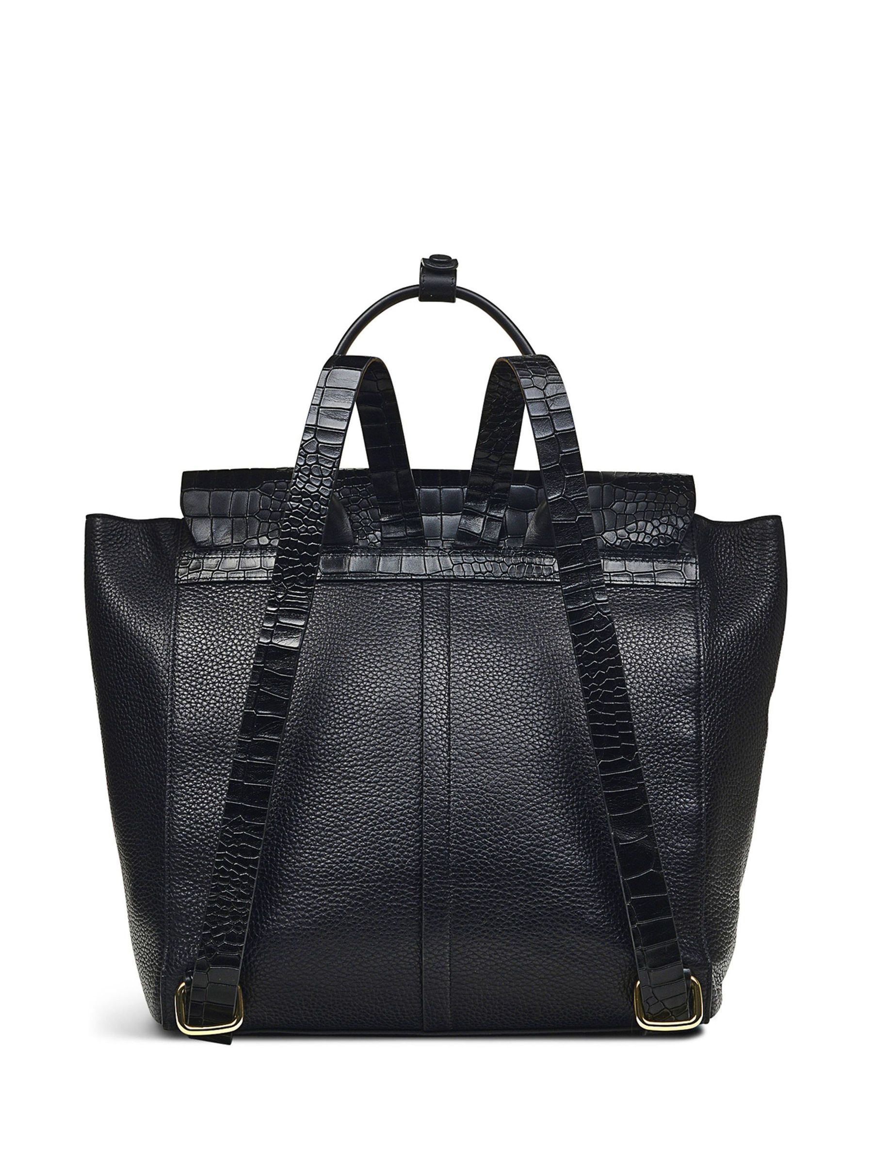 Buy Radley London Medium Mayfair Lane Faux Croc Effect Flapover Black Backpack from Next Luxembourg